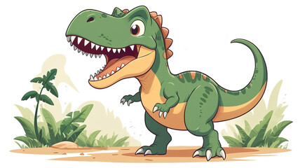 Obraz premium Playful baby T-Rex roaring happily, heart-shaped eyes, claws up, pastel colors, transparent background