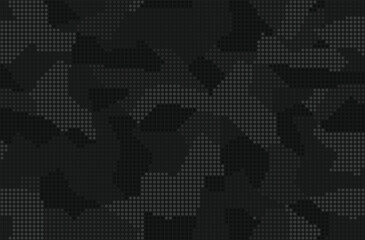 Fototapeta premium Fashionable digital dark camouflage background. Seamless pattern. Urban camo halftone dots black texture