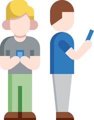 People standing and using smartphones in public, showcasing modern communication and digital lifestyle, highlighting connection and technology.