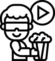 Man wearing vr glasses watches movie while holding popcorn bucket at home, enjoying entertainment in comfortable setting.