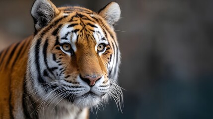 Fototapeta premium Fierce tiger with focused gaze in warm light