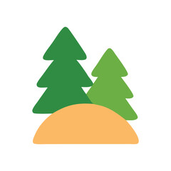 Two green trees stand out against a brown hill, showcasing natures beauty. Perfect for environmental, landscape, or travel designs.