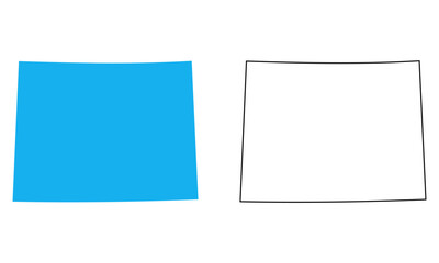 Map of the state of Wyoming, United States. Map with detailed outlines and blue silhouettes	