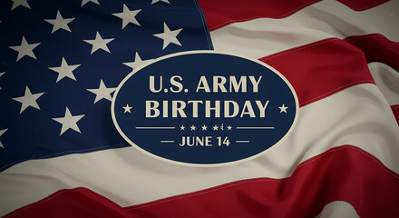 US Army Birthday June 14 Graphic Overlay on Patriotic American Flag Illustration