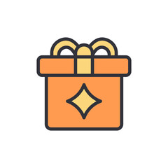 Isolated Vector Illustration Of An Orange Gift Box With A Ribbon