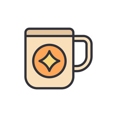 Creative Coffee Cup Icon With A Star Symbol And Transparent Style