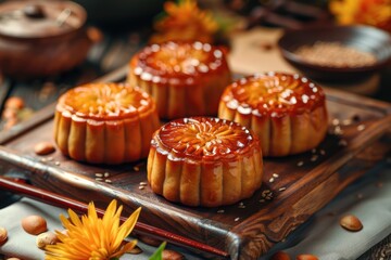 Delightful mooncakes create a festive atmosphere during the Mid-Autumn Festival celebration