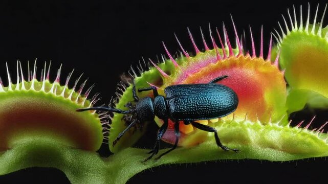 Close-up of insect on Venus flytrap plant