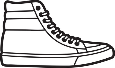 high-top sneaker stands upright on a white surface.