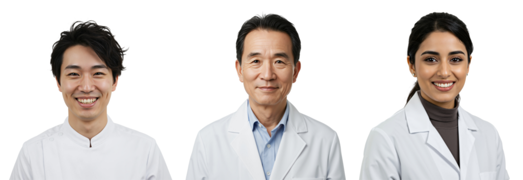 Diverse group of medical workers on a transparent background - Powered by Adobe