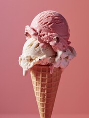 Indulge in the creamy delight of artisan gelato served in a crispy cone on a warm afternoon