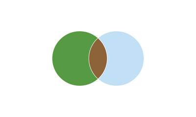 Venn diagram chart vector template two circle color style for presentation, start up project, business strategy, theory basic operation, infographic, logic eps 10. Vector Illustration  . 