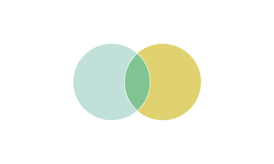 Venn diagram chart vector template two circle color style for presentation, start up project, business strategy, theory basic operation, infographic, logic eps 10. Vector Illustration  . 