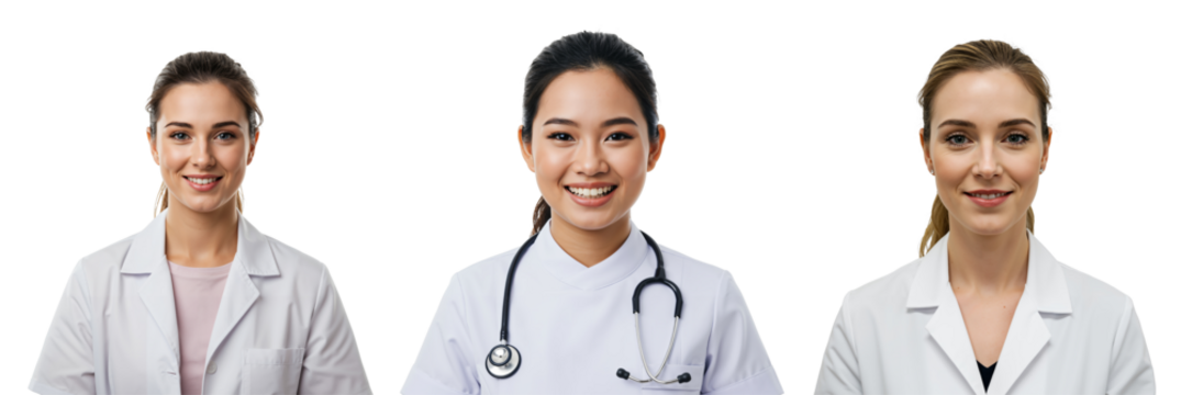 Diverse group of medical colleagues on a transparent background