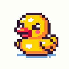 Fototapeta premium Cute pixelated duck in water - excellent for creative presentations