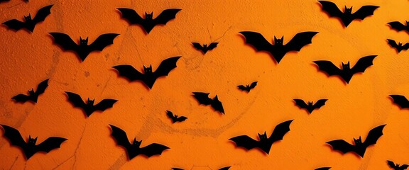 Elegant Halloween bat silhouettes in a repeating pattern on varied textured surfaces, spooky, background