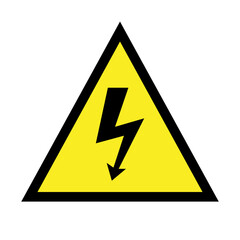 High voltage warning symbol in a triangular shape with yellow background  