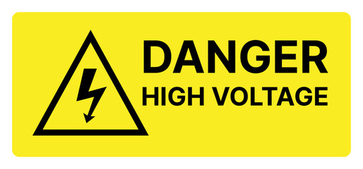 Warning sign indicating danger of high voltage with lightning symbol  