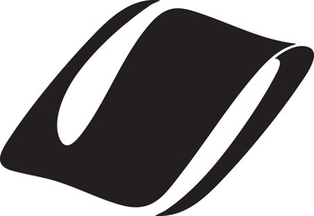 stylized curved form dominates the white background.