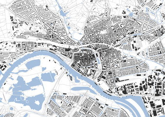 Zoomed-In Vector Map of Arnhem – Detailed Highways, Buildings, and Waterways Layout for Close-Up Urban Planning and GIS Analysis