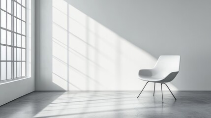Fototapeta premium Modern white chair in a minimalist interior.