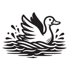 Obraz premium wood duck on water vector illustration