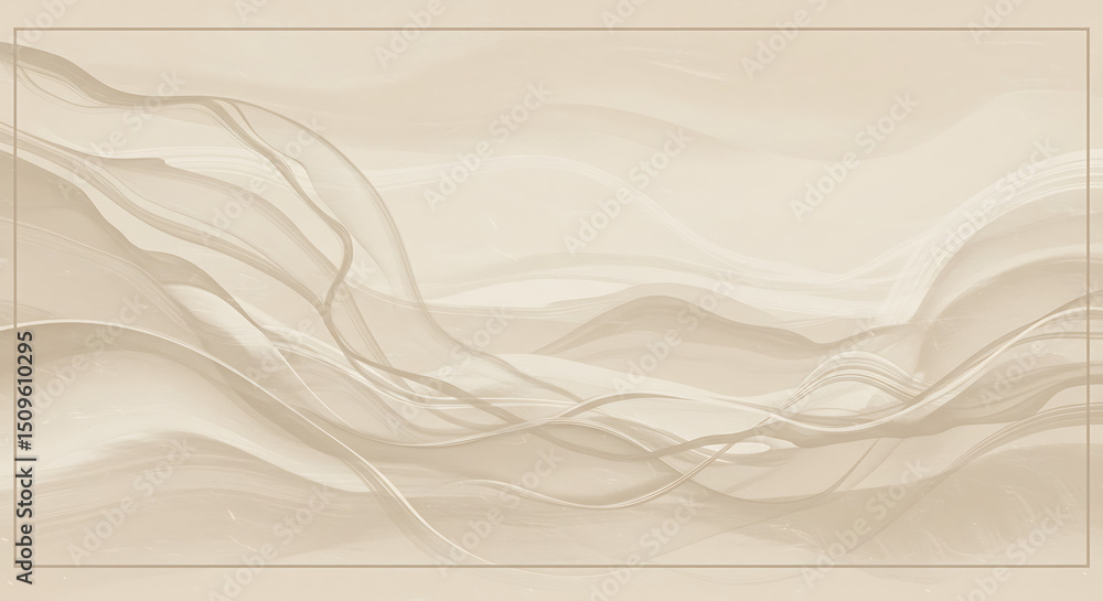 Aufkleber elegant beige abstract background with flowing wavy lines and subtle texture