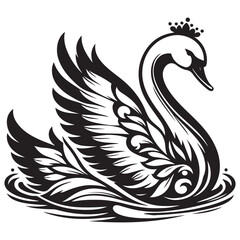 Obraz premium swan on water vector illustration