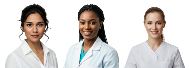 Diverse set of medical professionals on a white background