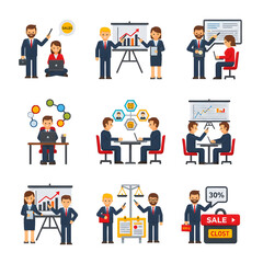A diverse group of business professionals collaborating in a corporate office setting engaged in a team meeting and presentation to discuss strategies analyze data