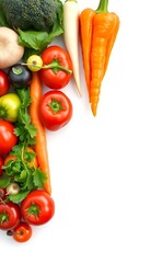 number of different vegetables on a white surface