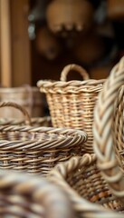 Obraz premium several wicker baskets stacked on top of each other