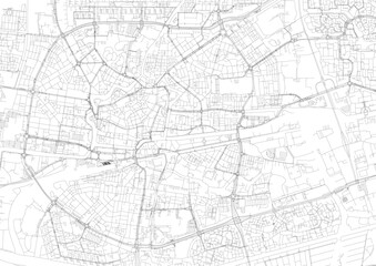 Zoomed-In Vector Map of Leeuwarden – Detailed Highway Layout for Close-Up Urban Planning, Traffic Analysis, and Infrastructure Development