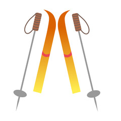 Ski and Poles Equipment Flat Vector