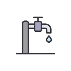 Stylized Water Tap With Dripping Drop Design On A Transparent Layer