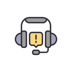 Headset With Exclamation Mark Showing Error Or Issue In Customer Service