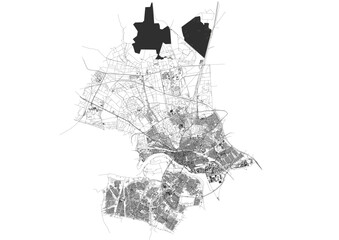 Obraz premium Vector Map of Arnhem – Detailed Highway and Building Layout for Urban Planning, Infrastructure Design, and GIS Mapping Applications
