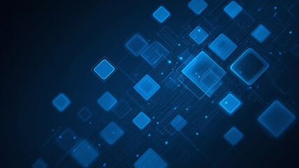 abstract tech blue background with transparent squares
