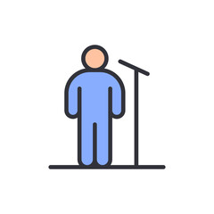 Public Speaker Giving A Speech Or Presentation At A Podium