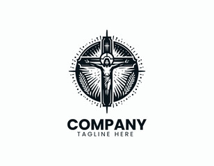 Profound Jesus Christ on Cross Depiction Sacrifice Faith Vector Logo Design
