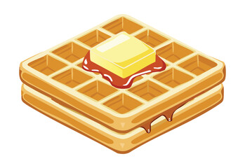 Waffle with Butter Caramel - Vector Illustration