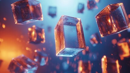 Abstract design featuring many transparent cubes.