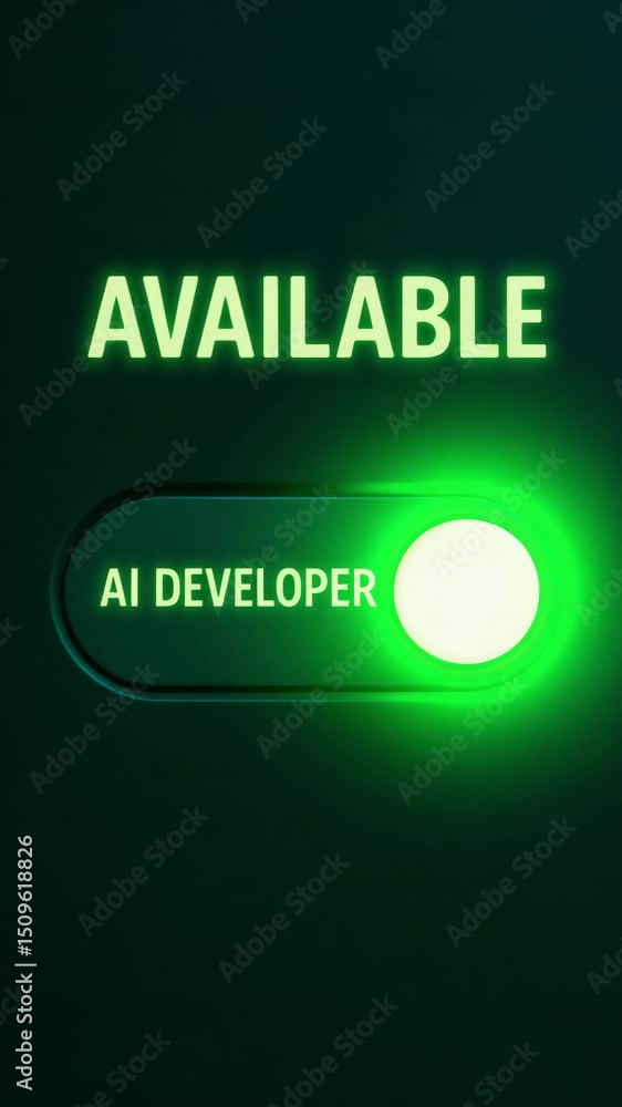 Poster available glowing switch signals active ai developer freelancer ready for new technology projects an