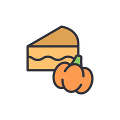Aromatic Pumpkin Pie Slice Near Harvested Pumpkin Icon Illustration