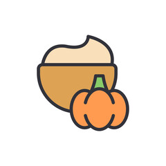 Whimsical Pumpkin Delight Cream In A Bowl Icon On Transparent Layer