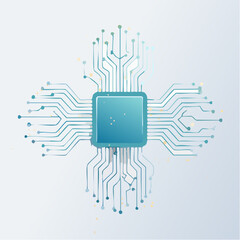 Abstract AI Microchip Vector Illustration of Artificial Intelligence