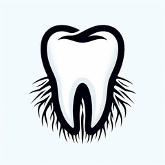 Tooth illustration on white background with roots - suitable for professional presentations
