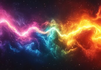 Obraz premium Colorful energy flows through a dark cosmic scene.