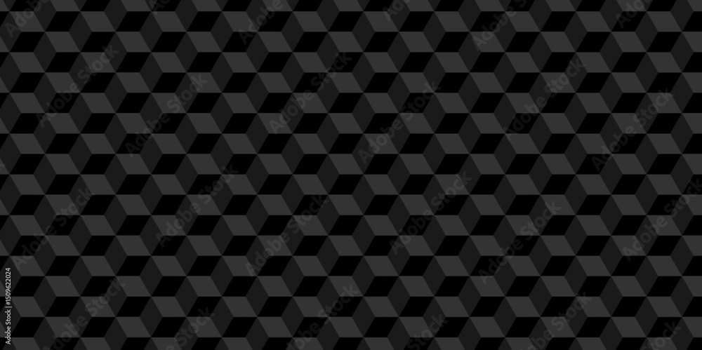 Fototapete abstract black cube geometric tile and mosaic wall or grid hexagon technology. black and gray geomet