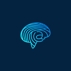 Gradient Line Art Cerebral Brain Anatomy Concept Design Simple Graphic Element